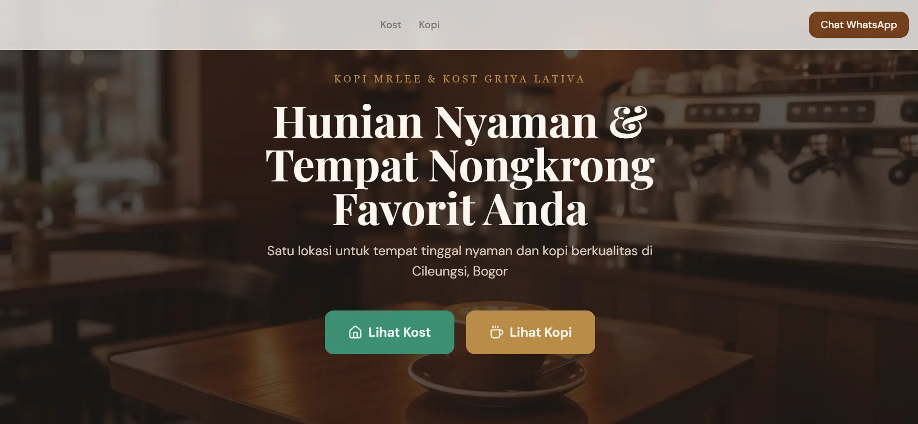Website Mr. Lee Kopi dan Kost - Website F&B by GHO TECH