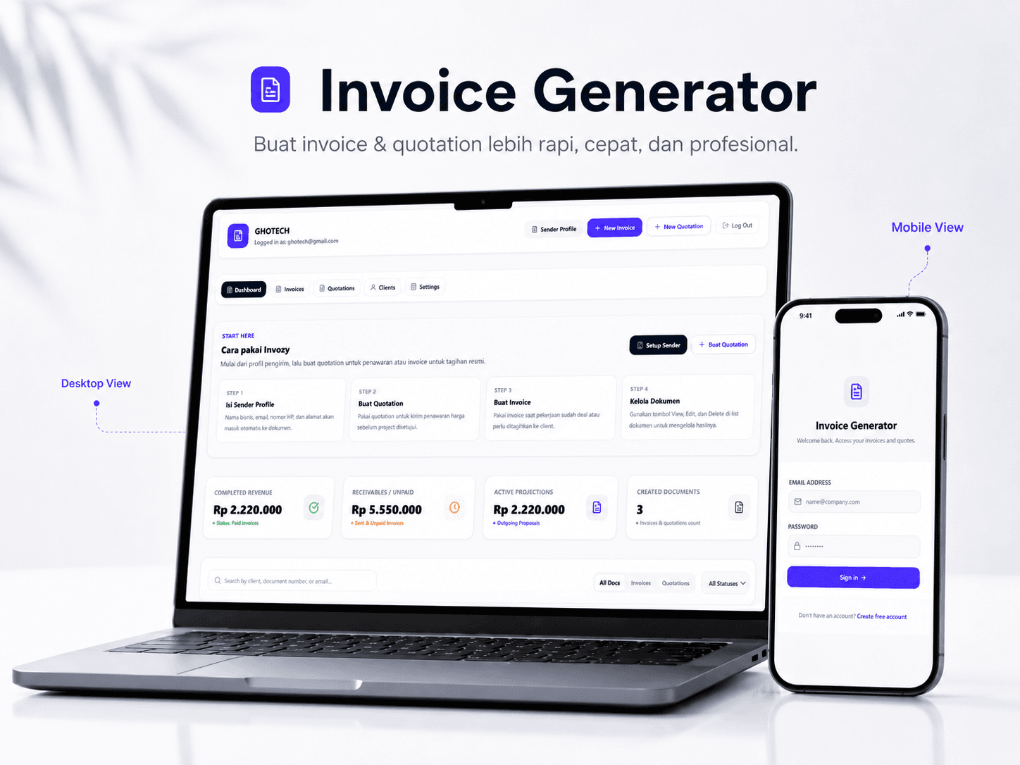 Website Invoice & Quotation Generator - Web App Invoice & Quotation by GHO TECH