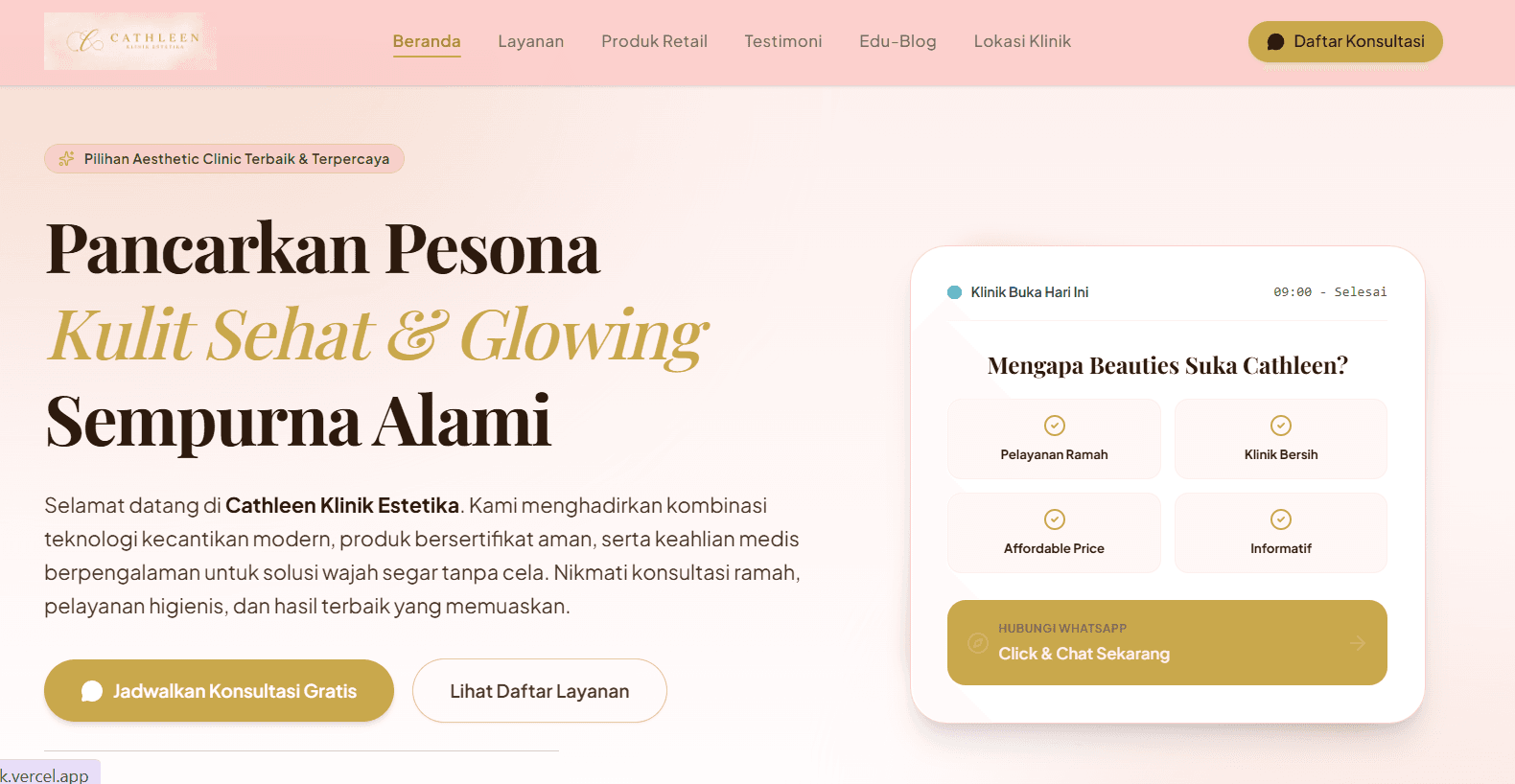 Website Cathleen Klinik Kecantikan - Website Klinik Kecantikan by GHO TECH