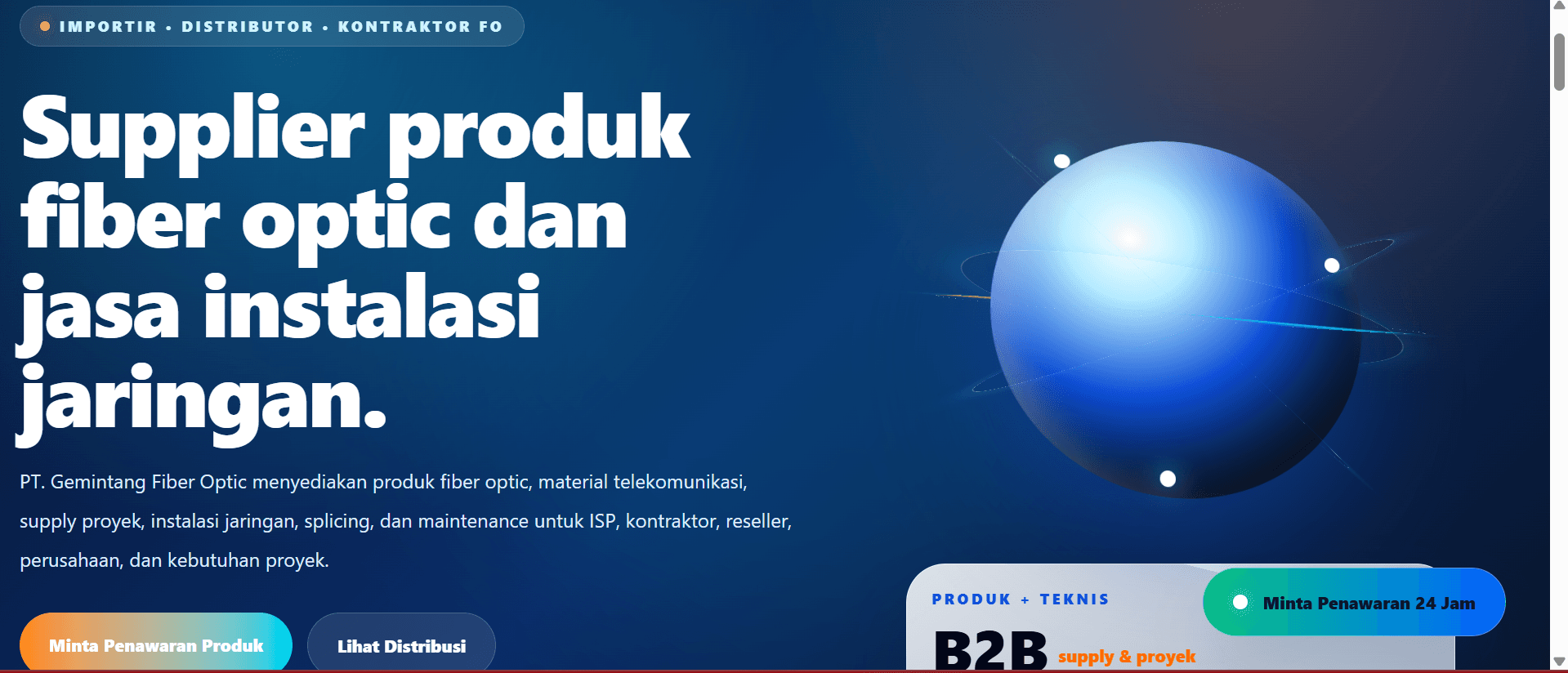 Website Gemilang Fiber Optik - Website Provider Internet by GHO TECH