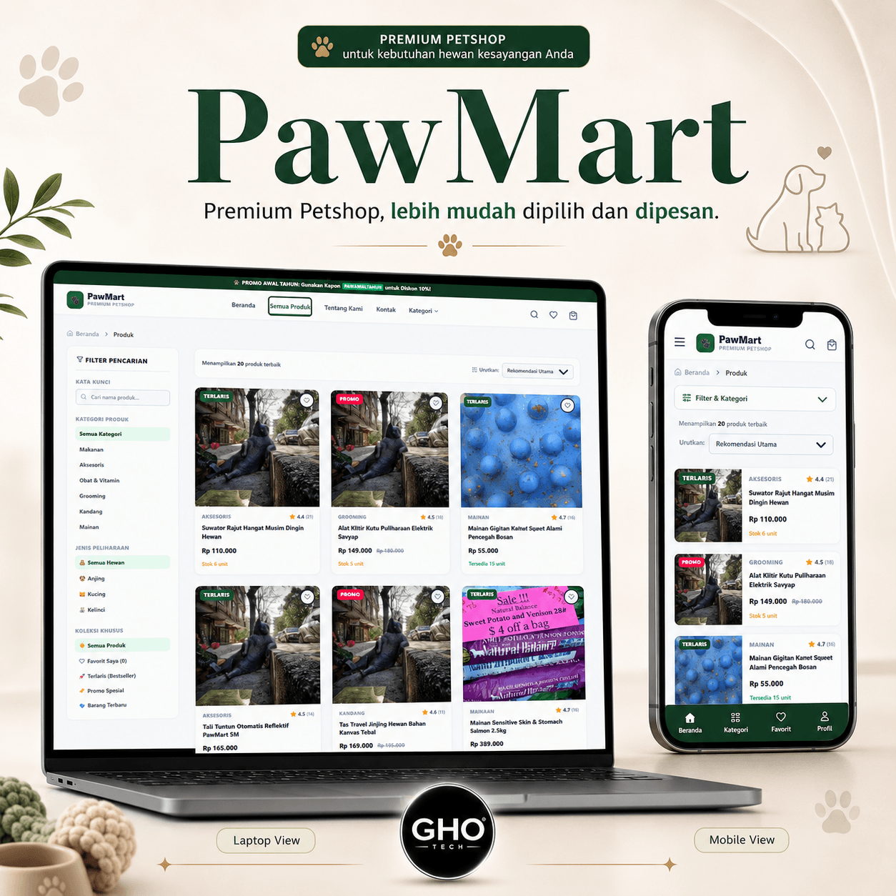 Website Petshopindo - Web App Petshop / E-commerce & Booking by GHO TECH