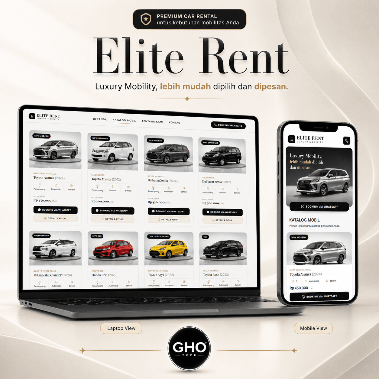 Website Elite Rental Car - Website Sewa Mobil by GHO TECH